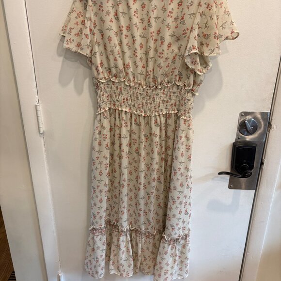 Max Studio Empire Waist Flutter Sleeve Maxi Dress, Ivory, L - Picture 3 of 3